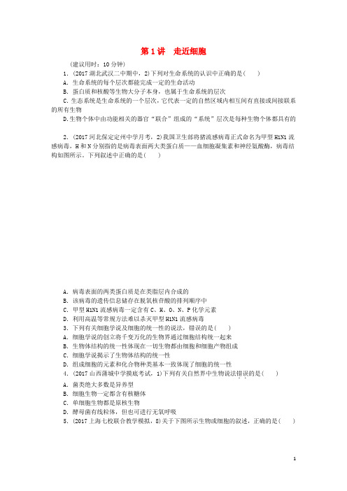 高考生物总复习 第一单元 细胞及其分子组成课时练