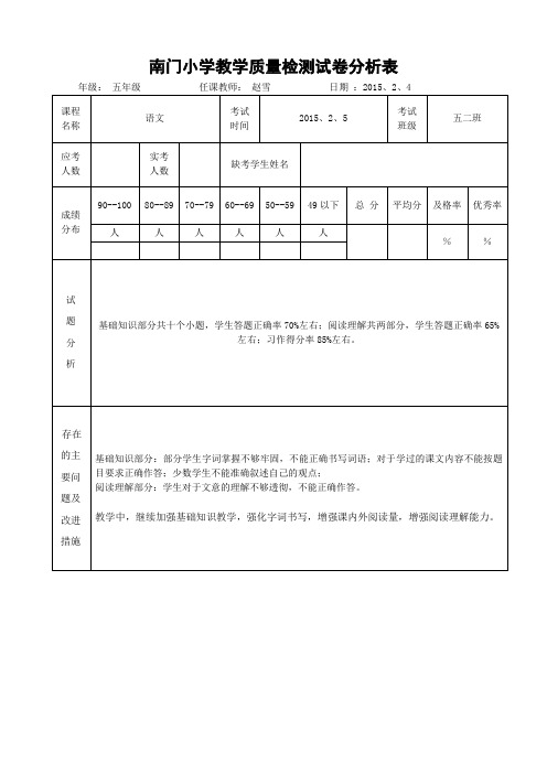 期末试卷分析表1 - 副本