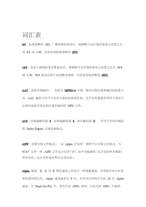 Finalcutprox词汇表
