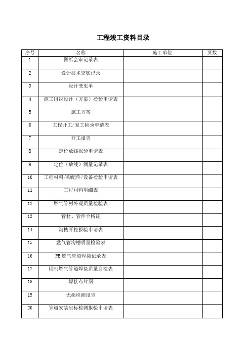 天然气管道工程竣工资料