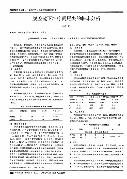 腹腔镜下治疗阑尾炎的临床分析
