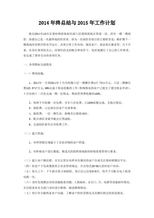 2014年终总结与2015年工作计划