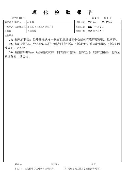 理化检验报告