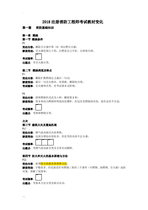 2018注册消防工程师考试教材变化