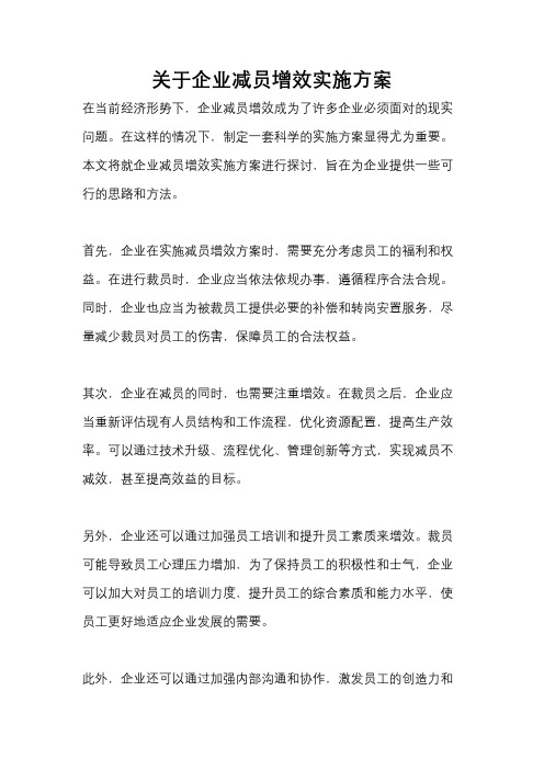 关于企业减员增效实施方案