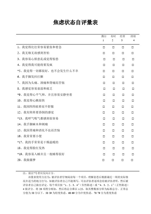 焦虑自评量表