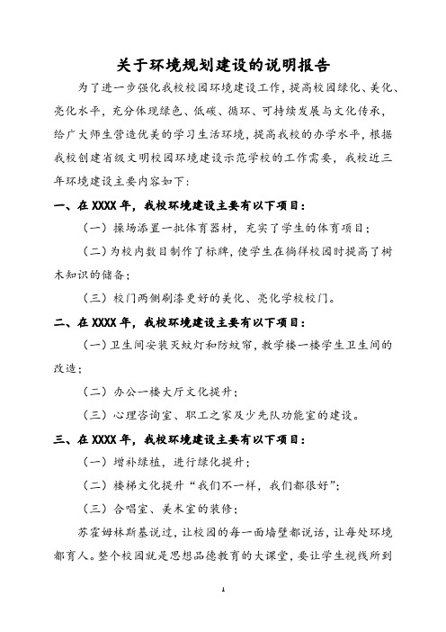 关于环境规划建设的说明报告