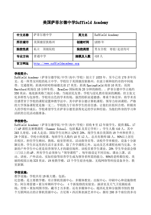【美高网】美国萨菲尔德中学Suffield Academy