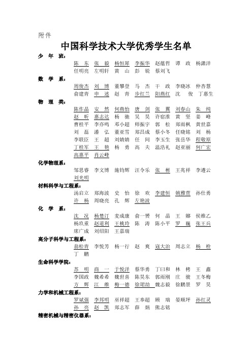 中国科学技术大学学生名单