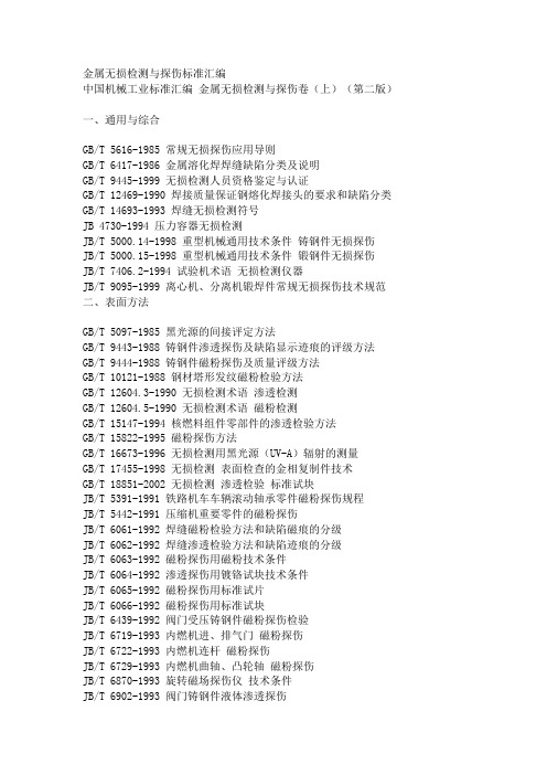 《有色金属标准》金属无损检测与探伤标准汇编