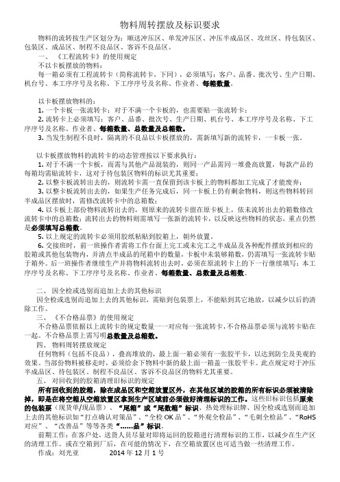 物料周转摆放及标识要求