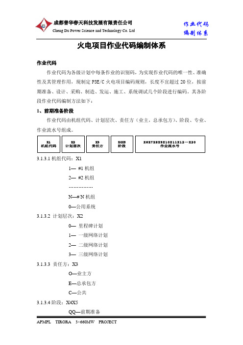火电项目作业代码编制体系