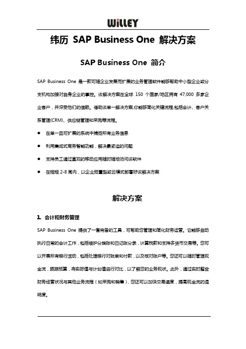 纬历 SAP Business One 解决方案