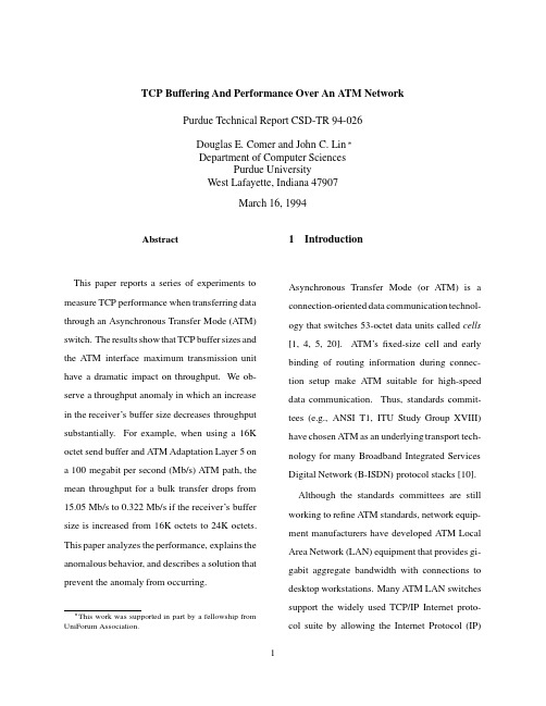TCP Buffering and Performance over an ATM Network