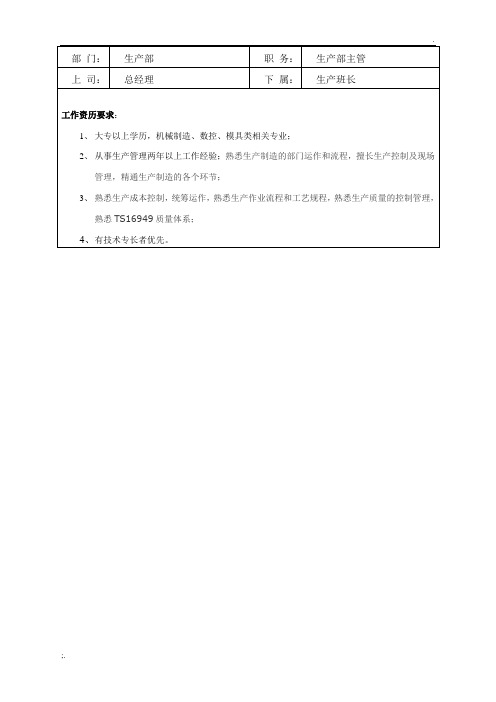 生产部岗位职责及任职要求 (2)