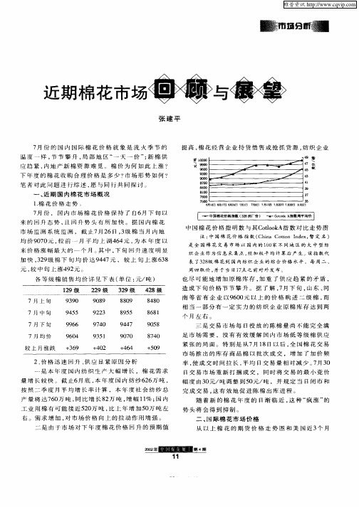 近期棉花市场回顾与展望