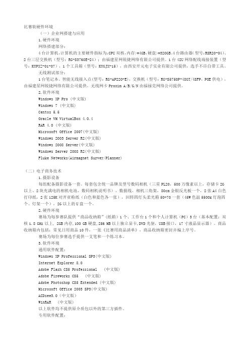 比赛软硬件环境