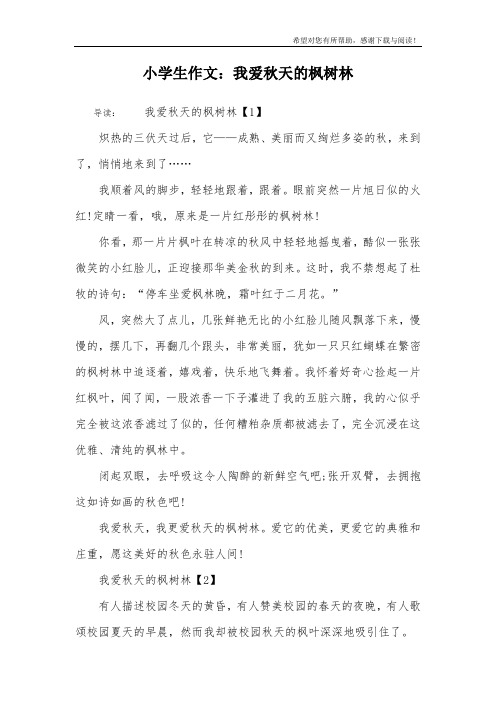 小学生作文：我爱秋天的枫树林