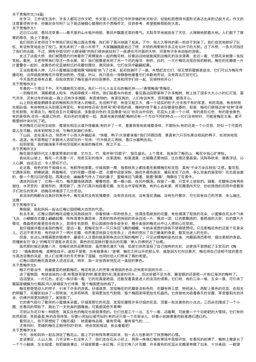 关于赏梅作文（14篇）