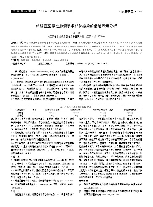 结肠直肠恶性肿瘤手术部位感染的危险因素分析