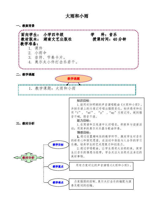 四年级上册音乐教案- 第五课 大雨和小雨｜湘艺版 