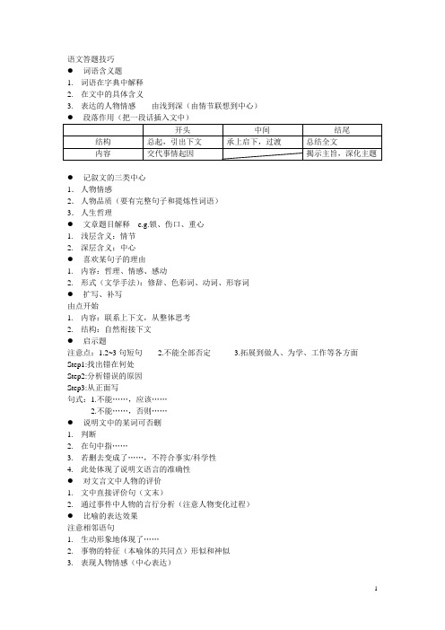 语文答题技巧