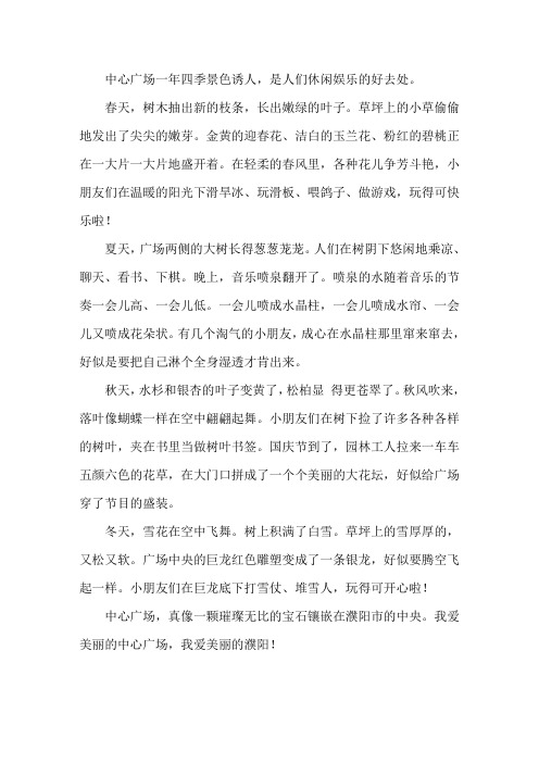 美丽的中心广场作文450字五年级精选