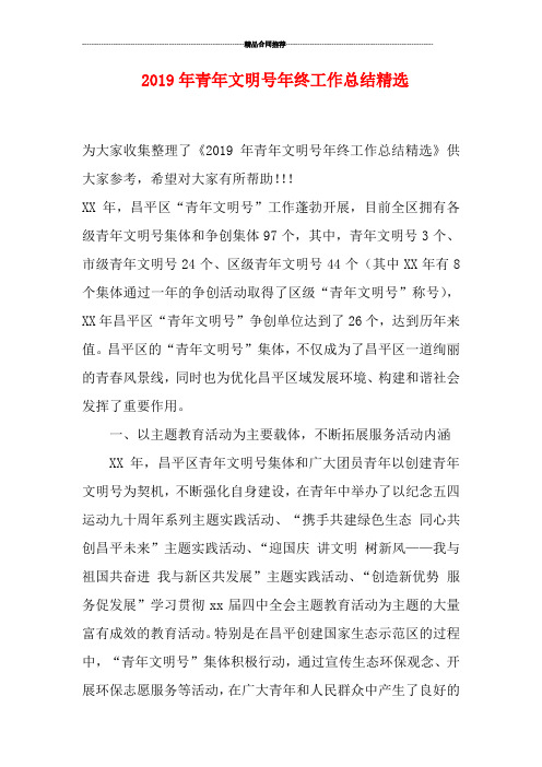 2019年青年文明号年终工作总结精选