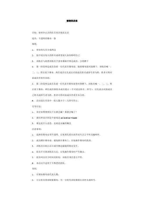 夏令营 破冰游戏_猜猜我是谁