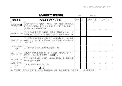 幼儿园班级卫生检查记录表.1