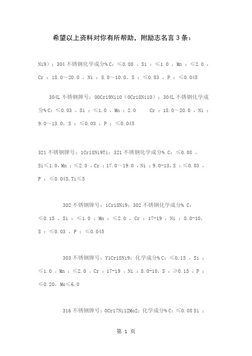 不锈钢化学成分共4页文档