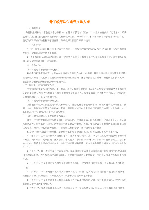 骨干教师队伍建设实施方案