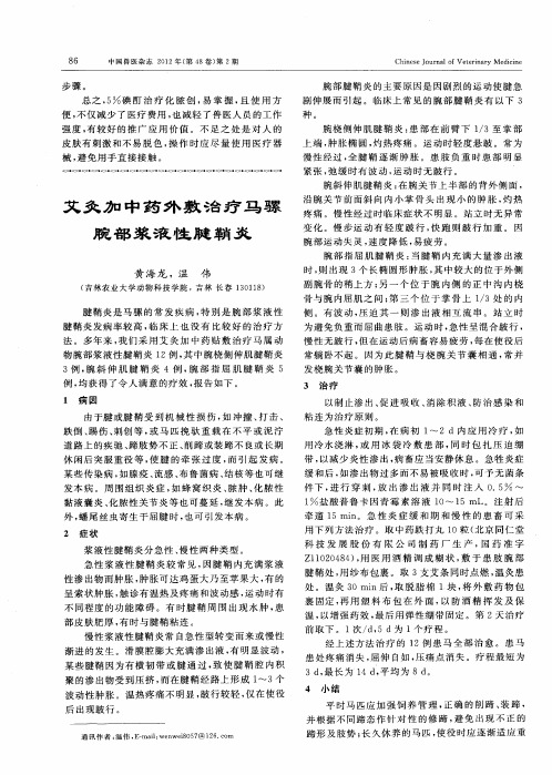 艾灸加中药外敷治疗马骡腕部浆液性腱鞘炎
