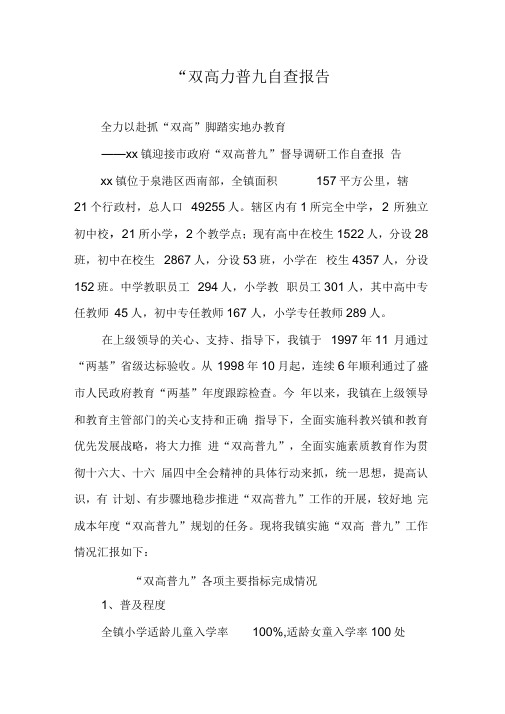 “双高”普九自查报告
