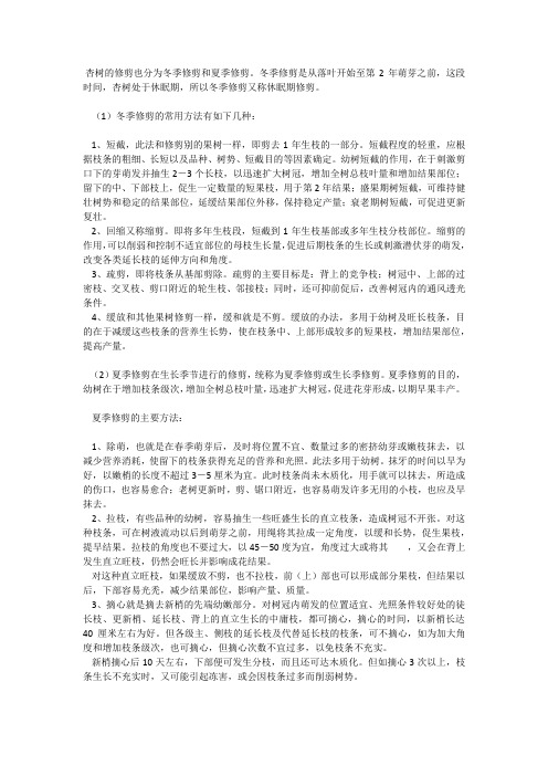 杏树的修剪也分为冬季修剪和夏季修剪