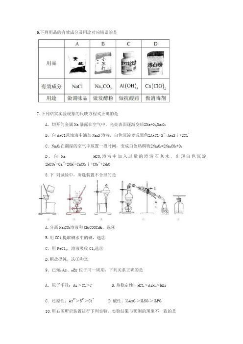 2012北京高考理综化学部分