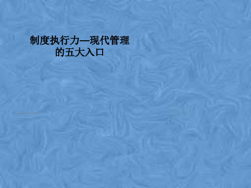 制度执行力—现代管理的五大入口
