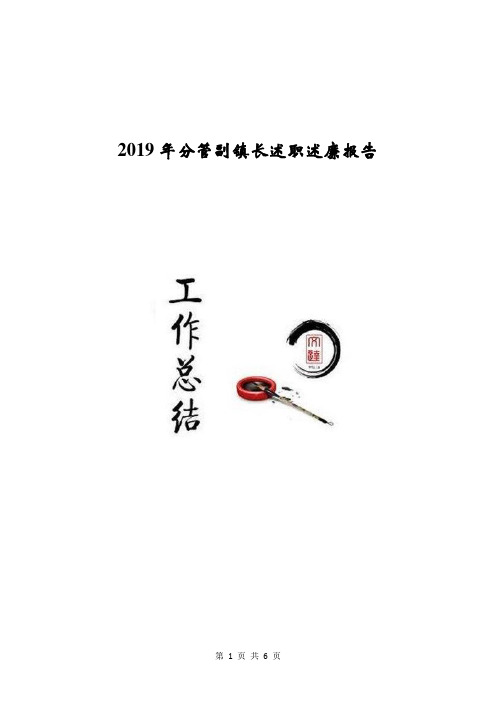 2019年分管副镇长述职述廉报告