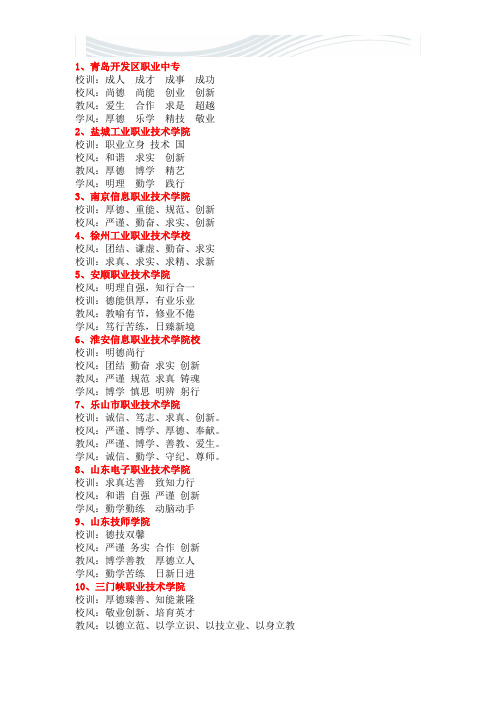 职业学校 校风 校训  教风  学风[精品文档]