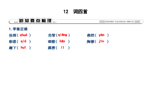 2019年春人教部编版九年级下册语文习题课件：12 词四首(共15张PPT)