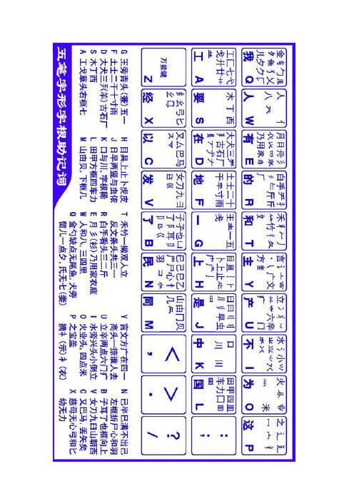 五笔字根表+助记词
