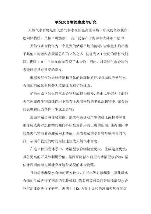 甲烷水合物的生成与研究