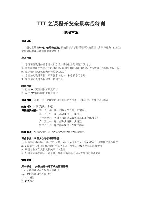 《TTT之课程开发全景实战特训》高思研课程方案