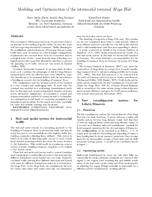 Modeling and Optimization of the intermodal terminal Mega Hub Abstract