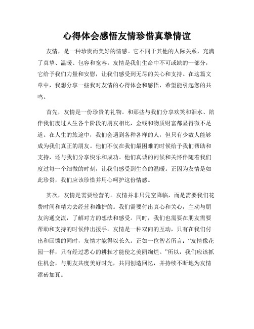 心得体会感悟友情珍惜真挚情谊