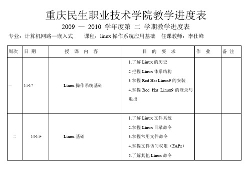 linux教学进度表