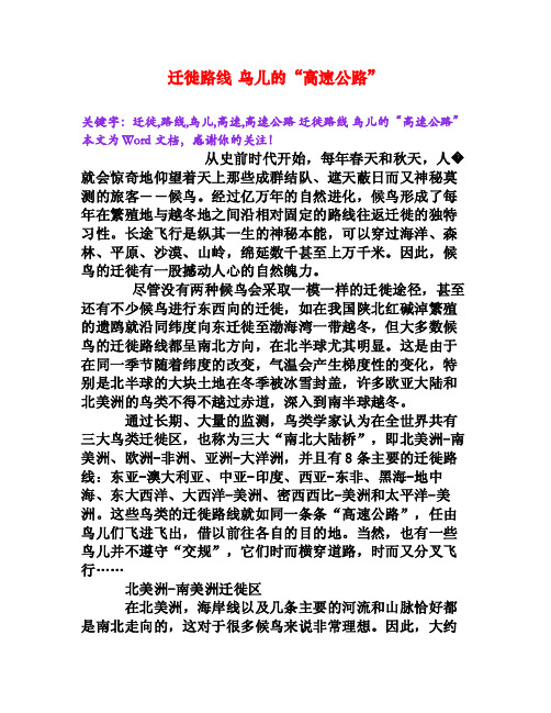迁徙路线鸟儿的“高速公路”[Word文档]