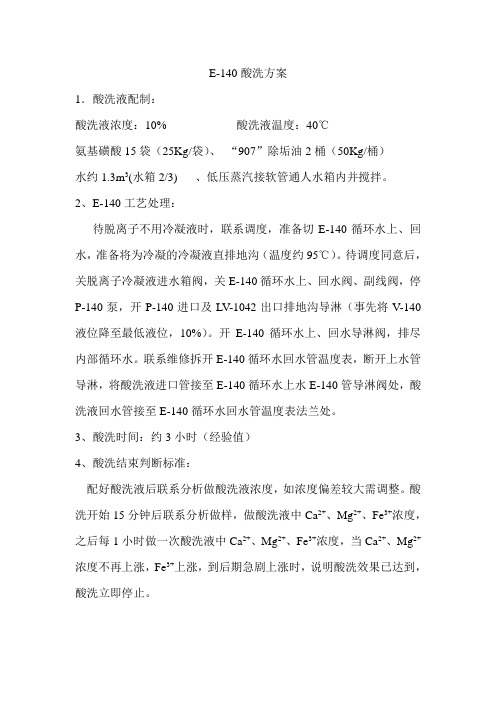 酸洗方案