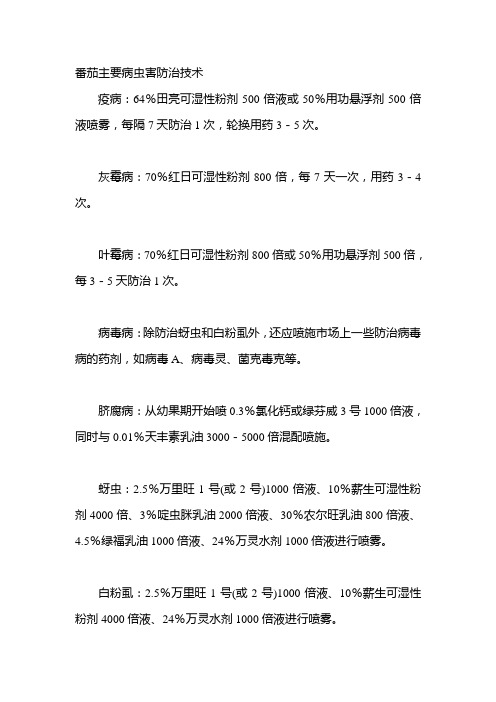 番茄主要病虫害防治技术