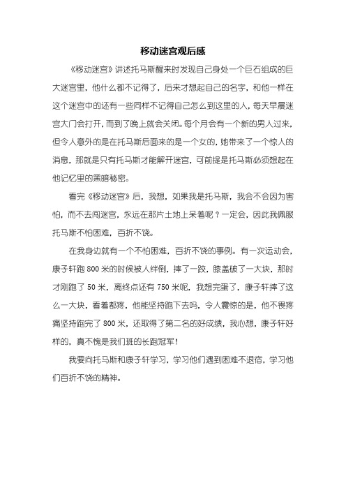 观后感：移动迷宫观后感400字